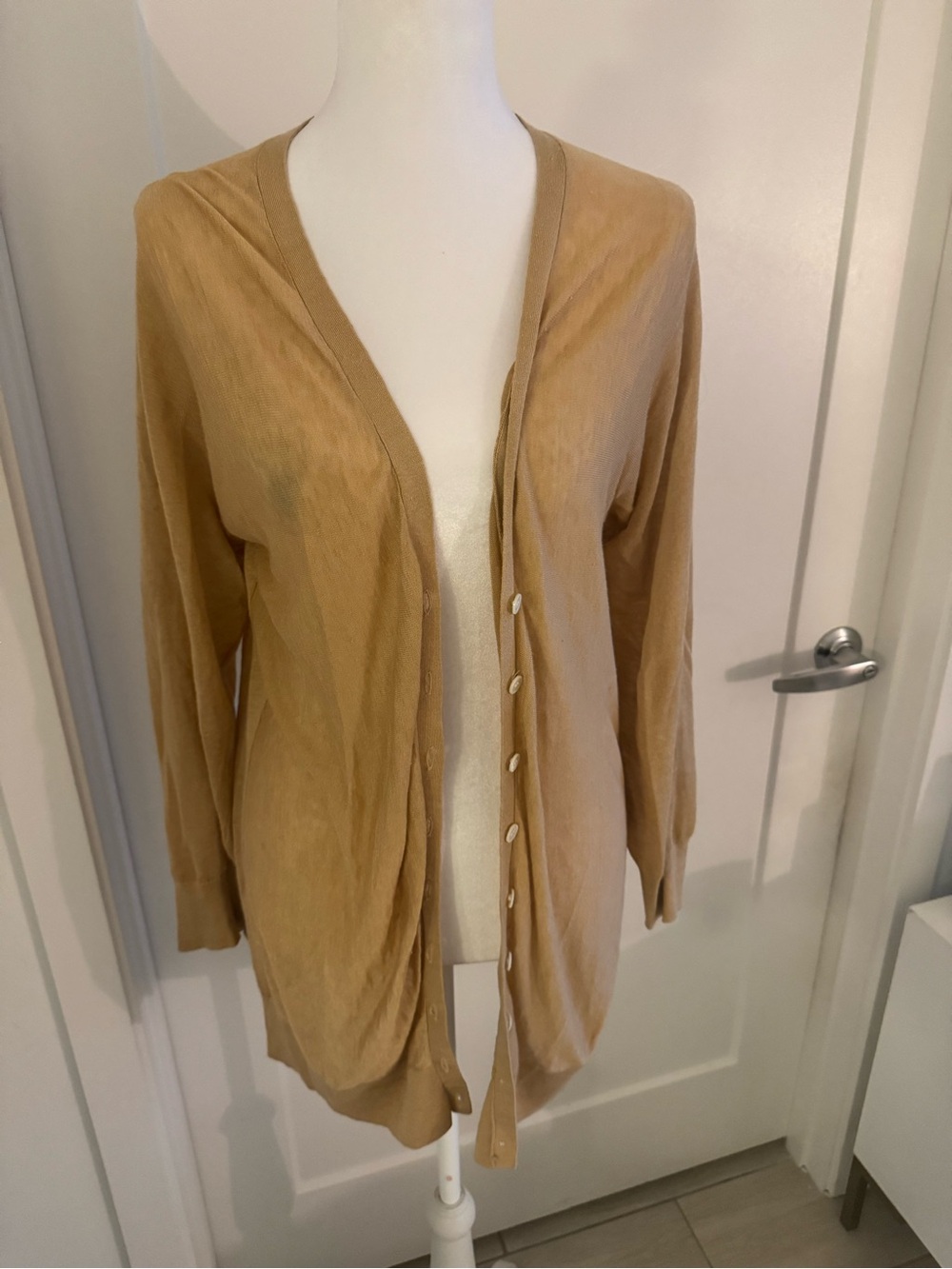 Theory Light Brown Women's Button-Front Cardigan Sweater